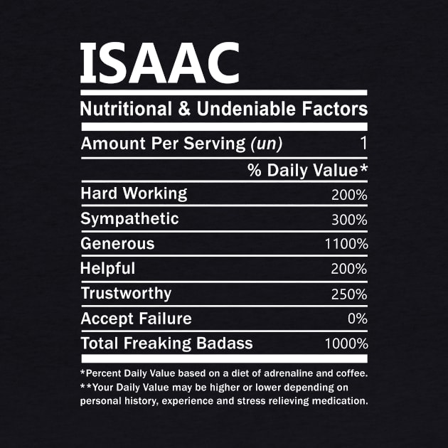 Isaac Name T Shirt - Isaac Nutritional and Undeniable Name Factors Gift Item Tee by nikitak4um